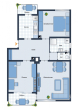 Gut aufgeteilte 3 Zimmer Hochparterre Wohnung mit zwei Balkonen - sofort frei! - Grundriss