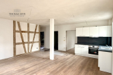Charmante 3,5-Zimmer Hochparterre-Wohnung mit Terrasse & Fachwerkflair im kernsanierten Denkmal - Wohn-/Esszimmer