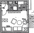 1 Zi.-Appartment mit Einbauküche, Terrasse und Tiefgaragenstellplatz - Grundriss
